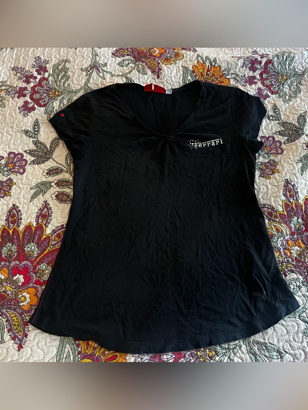 Women’s PUMA Ferrari Tshirt Medium Black Short Sleeve Car Official